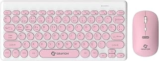 Gravion Km-Bt37 Kablosuz Klavye Mouse Seti, Bluetooth + Usb Dongle 2.4G, 78 Tuş Kompakt, Türkçe Q, Pc Tv Laptop Tablet Telefon Uyumlu, Pembe ürün görseli 1