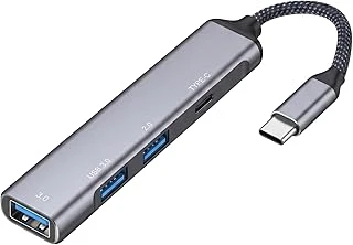 Type-C To Usb Hub - 4 Portlu Alüminyum Çoklayıcı Dönüştürücü, Macbook, Laptop Telefon Uyumlu Tak Çalıştır Taşınabilir Çoklayıcı Adaptör (Gri) ürün görseli 1