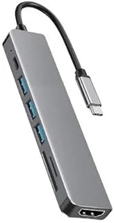 Heartz Hb-02 7In1 Hdmi Usb C Type C Hafıza Kartı Micro Kart Okuyucu Hub 4K A Kalite Metal ürün görseli 1