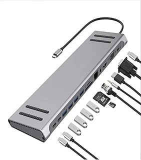 14 In 1 Macbook Uyumlu Type-C Hub Usb 3.0-Sd/Tf-Rj45-Hdmi-Vga-Usb-C 60W Dönüştürücü Çoklayıcı ürün görseli 1