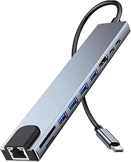 10-In-1 Usb C Çoklayıcı, Hdmi, Rj45 Ethernet, Sd/Tf Kart, Usb 3.0/2.0 Bağlantı Noktaları, 100W Pd Şarj, Gümüş ürün görseli 1