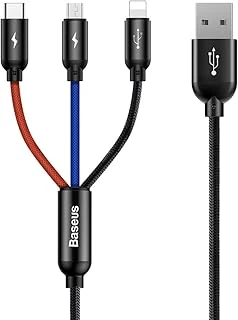 3 In 1, Lightning Için Şarj & Data Aktarım, Micro Usb & Usb-C Için Şarj Kablosu, 0.3 Metre, Siyah ürün görseli 1