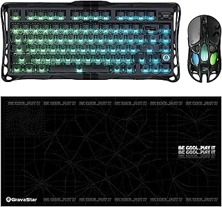 Gravastar V75 Manyetik Kablolu Klavye, Xpro Kablosuz Optik Mouse Mousepad Seti (Stealth Black) ürün görseli 1