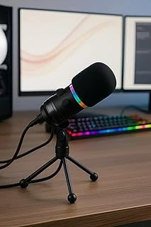 Coverzone Rgb Profesyonel Stüdyo Mikrofon Kayıt Usb/Xlr Çift Modlu Podcast Dinamik Mikrofon Masaüstü Yayın Mikrofonu Pc Usb, Oyun, Podcast, Kayıt, Yayın, Mac, Winows Ile Uyumlu Q1 ürün görseli 1