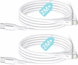 2 Adet X 2 Metre Kablo Seti, Type C-Lightning 27Watt Pd Hızlı Şarj, Remorax Wahoo, Beyaz/Gümüş Metal ürün görseli 1