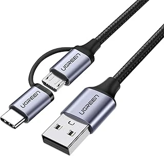 Ugreen 2'Si 1 Arada Örgülü Type-C Micro Usb Şarj Data Kablosu 1 Metre ürün görseli 1