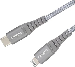 Omars Iphone Type-C To Lightning Örgülü Hızlı Şarj Data Kablosu 1 Metre Gri ürün görseli 1