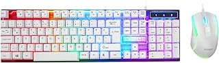 Everest Km-198 Luminax Gökkuşağı Aydınlatmalı Q Klavye + Mouse Set (Beyaz) ürün görseli 1