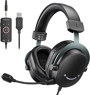 Fifine 3,5 Mm Ses Jaklı Oyun Usb Kulaklığı, 7.1 Surround Ses, Çıkarılabilir Mikrofon, Ses Kontrolü, Kablolu Kulaklıklar Siyah Ps5/Ps4/Anahtar/Xbox Denetleyici H9 Için ürün görseli 1