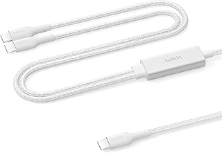 Belkin Boostcharge 2’Si 1 Arada 140 W Usb-C - Usb-C Şarj Kablosu, Örgülü Çift Şarj Kablosu, Akıllı Güç Paylaşımı Ile Hızlı Şarj, Macbook, Iphone, Ipad, Samsung, Pixel Daha Fazlası İçin, Beyaz ürün görseli 1