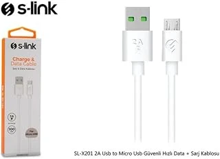 S-Link Sl-X201 1Metre 2A Usb To Micro Usb Güvenli Hızlı Data + Sarj Kablosu ürün görseli 1