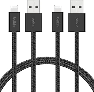 Belkin 2'Li Örgülü Usb-A - Lightning Kablo, 1,5 M, Yumuşak, Esnek Hızlı Şarj Kablosu, Iphone 14 Önceki Modeller, 9. Nesil Ipad Ile Uyumlu, Siyah ürün görseli 1