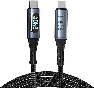 Coverzone 240W Usb 4.0 Kablosu, Led Ekranlı, Tunderbolt 40Gbps 8K@60Hz Pd Tip C Kablosu, Usb C - Usb C Erkek - Erkek Kablo Kablosu Bilgisayar Type-C Laptop Pad Hub Için 1 Metre Zr850 ürün görseli 1