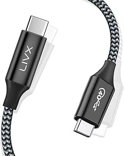 Livx Action Thunderbolt 4 Type C Kablo 100 W Pd Şarj 1.8 Metre 40 Gbps Veri Görüntü Aktarım Kablosu Örgülü Kablo Th02 ürün görseli 1