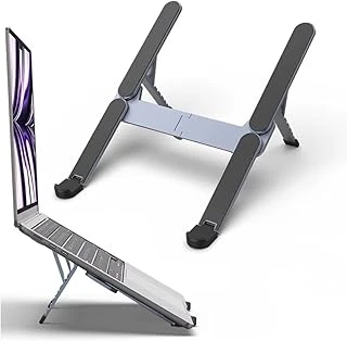 Mcstorey Katlanabilir Alüminyum Laptop Stand 6 Kademeli Ergonomik Yükseltici Cep Boyu Taşınabilir Kaymaz Silikon Pedli Taşıma Çantalı Notebook Tablet Tutucu 11-16 Inç Uyumlu Gri ürün görseli 1