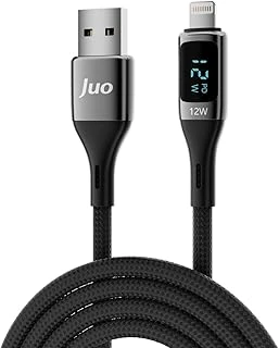 Juo 12W Dijital Led Ekranlı Usb-A To Lightning Iphone Ipad Örgülü Hızlı Şarj Data Kablosu 1 Metre ürün görseli 1