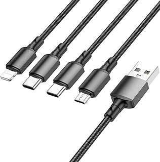Borofone 4In1 Usb Kablo Lightning + Micro + Type-C 4'Ü 1 Arada Lightning/Micro-Usb/Usb-C Için Şarj Kablosu 1Metre 2A Akım Bx72 (2X Type-C+Lightning+Micro Uçlu Kablo) ürün görseli 1