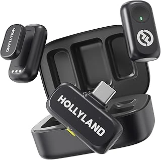 Hollyland Lark A1 Kablosuz Mini Mikrofon, Iphone 15/16 Android Için, 48 Khz/24 Bit, 3 Seviyeli Akıllı Gürültü Engelleyici, Youtube, Podcast, Vlog Için Mikrofon (Siyah, 2Tx + Usb-C Rx + Şarj Kılıfı ürün görseli 1