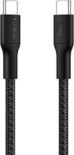 Belkin Örgülü Usb-C - Usb-C Kablosu, 1 M, 240 W, Yumuşak, Esnek Hızlı Şarj Kablosu, Iphone 16, Galaxy S25, Pixel 9, Macbook, Ipad Daha Fazlası Için Tip-C Şarj Kablosu - Siyah (Usb 2.0) ürün görseli 1