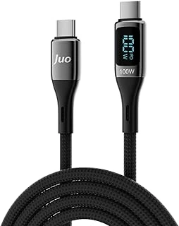 Juo 100W 5A Qc4.0 Dijital Led Ekranlı E-Mark Çipli Usb Pd Type-C Hızlı Şarj Data Kablosu 2 Metre ürün görseli 1