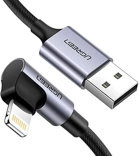 Ugreen Örgülü 90 Derece Lightning Iphone Şarj Data Kablosu Siyah 1.5 Metre ürün görseli 1
