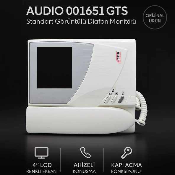 AUDIO 001651 GTS Standart Görüntülü Diafon Monitörü 4” Ahizeli Video Interkom - İlave Daire Monitörü ürün görseli 1