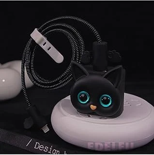 Psr Aksesuar Siyah Şarj Kılıfı, Şarj Kablosu Örme Aparatı, Toparlayıcı, Kablo Koruyucu Iphone 18W/20W Ile Uyumlu ürün görseli 1