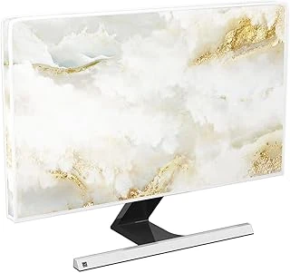 Soyut Doku Mermer Tasarımlı Beyaz Altın Bilgisayar Monitörü Kapağı 26, 27, 28 İnç Panel Kılıf Bilgisayar Monitörü Kapakları Pc Masaüstü Tv Lcd/Led/Hd Ekran Kapağı Ile Uyumlu Kılıf ürün görseli 1