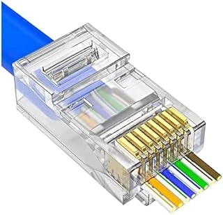 Primex Px-560C6 Rj45 Cat6 Konnektör, 100’Lü Paket Yeni Nesil Rj45 Utp, Cat6 Ethernet Lan Kablo Ucu, Şeffaf Beyaz Polimer Rj45 Erkek Plug, Modem Router Switch Patch Panel Kablo Sonlandırm ürün görseli 1
