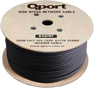 Qport Q-Cato7 S/Ftp 500 Metre Cat7 Lsoh 23Awg Bakir Kablo Si̇yah ürün görseli 1