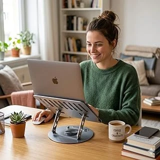 Heartz 360 Derece Sonsuz Pozi̇syonda Dönebi̇len Katlanabi̇li̇r Metal Alaşimli Yüksekli̇k Açi Ayarli Kaydirmaz Tablet Notebook Laptop Standi (Laptop Notebook Tablet Standi N4) ürün görseli 1