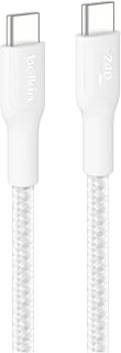Belkin Örgülü Usb-C - Usb-C Kablosu, 3 M, 240 W, Yumuşak, Esnek Hızlı Şarj Kablosu, Iphone 16, Galaxy S25, Pixel 9, Macbook, Ipad Daha Fazlası Için Tip-C Şarj Kablosu - Beyaz (Usb 2.0) ürün görseli 1