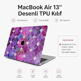 Mcstorey Macbook Air 13 İnç Kılıf Uyumlu A1466 A1369 Çiçek Desenli Tpu Kapak İnce Hafif Darbe Önleyici Mat Yüzey Uv Baskı Tam Uyumlu Koruyucu Pembe ürün görseli 1