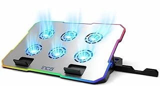 Inc-618Gms 6 Fanlı Rgb Laptop Soğutucu Stand 9-17” | 2400 Rpm 10 Led Mod 5 Kademe Yükseklik Ayarlı ürün görseli 1