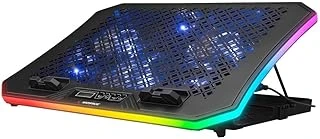 Ad-Rc34 Metafor Rgb 6 Fanlı Telefon Tutuculu Rgb Işıklı 15-17 Notebook Soğutucu Stand ürün görseli 1