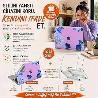Mcstorey Macbook Air M1 Kılıf Yapıştırma Laptop Kaplama Sticker Koruyucu A2337 Ile Uyumlu Flower03 Lila ürün görseli 1
