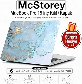 Mcstorey Macbook 15 Mermer Desenli Kılıf A1707 A1990 Uyumlu Baskılı Sert Kılıf İnce Hafif Koruyucu Kapak R-38 ürün görseli 1
