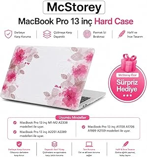 Mcstorey Macbook 13 Çiçek Desenli Kılıf A1706 A1708 A1989 A2159 A2251 A2289 A2338 M1 M2 Uyumlu Baskılı Sert Kılıf İnce Hafif Koruyucu Kapak Pembe ürün görseli 1