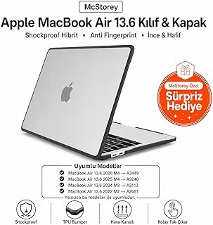 Mcstorey Macbook Air 13.6 Inç M2 M3 M4 M5 Uyumlu Darbe Korumalı Sert Kılıf | Rugged Koruma Hard Case – A2681 A3113 A3240 A3449 Güçlendirilmiş Köşe Koruma Şeffaf ürün görseli 1