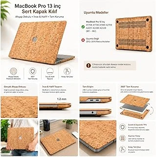 Mcstorey Macbook 13 İnç Kılıf A1708 A1706 A1989 A2159 A2251 A2289 A2338 M1 M2 Uyumlu Ahşap Dokulu Sert Kapak, 360° Koruma İnce Hafif Tpu Hard Case Kahverengi ürün görseli 1