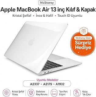 Mcstorey Macbook Air 13 İnç Kılıf Parlak Kristal Beyaz Düz Desenli Koruyucu Sert Kapak A2337 M1 2020 A2179 2020 A1932 2018-2019 Uyumlu İnce Hafif Dizüstü Bilgisayar Kılıfı ürün görseli 1