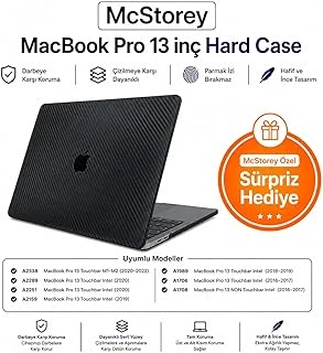 Mcstorey Macbook 13 Karbon Fiber Desenli Kılıf A1706 A1708 A1989 A2159 A2251 A2289 A2338 M1 M2 Uyumlu İnce Hafif Sert Kılıf Koruyucu Kapak Siyah ürün görseli 1