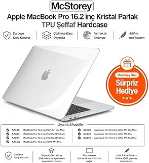 Mcstorey Macbook 16.2 İnç Kılıf A2485 A2780 A2991 A3403 A3186 A3428 A3429 Uyumlu Kristal Parlak Şeffaf Sert Kapak İnce Hafif Koruyucu Crystal Clear Hard Case ürün görseli 1