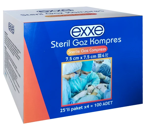 Exxe Steril Gaz Kompres 7,5x7,5 cm 25li - 4 Adet ürün görseli 1