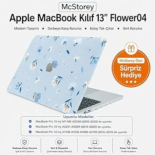 Mcstorey Macbook 13 Çiçek Desenli Kılıf A1706 A1708 A1989 A2159 A2251 A2289 A2338 M1 M2 Uyumlu Baskılı Sert Kılıf İnce Hafif Koruyucu Kapak ürün görseli 1
