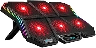 Coofbe Led Işıklı Ayarlanabilir 7 Kademeli Stand 6 Fanlı Göstergeli Notebook Laptop Soğutucu Turbo Fan ürün görseli 1