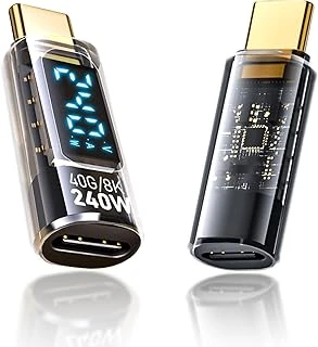 Coverzone Usb-C Güç Ölçer Led Ekranlı Adaptör 240W Pd 3.1 Hızlı Şarj 40Gbps Veri 8K Video Destekli Type-C Erkek Dişi Dönüştürücü Voltaj Akım Watt Test Tak Çalıştır Kompakt Tasarım | Zr1141 ürün görseli 1