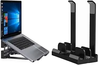 Mcstorey Laptop Stand Dikey Eğimli 3 Slotlu Ayarlanabilir Masaüstü Organizer Telefon Tablet Uyumlu Kaymaz Silikon Pedli Ergonomik Masa Düzenleyici Pvc Tpu Alaşım Siyah ürün görseli 1