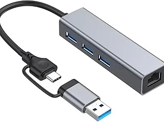 Coverzone Gigabit Type-C To Ethernet Rj45 Çift Uçlu Usb-A To Rj45 Çevirici Kablolu İnternet Dönüştürücü 100 Mbps Macbook Uyumlu Notebook İle Uyumlu Tak Çalıştır Usb-C To Lan Adaptörü Tip-C | Hc72Q ürün görseli 1