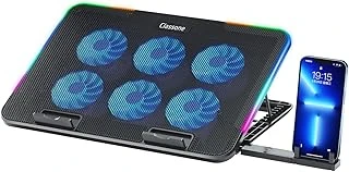 Classone M60 Laptop Soğutucu, 2500 Rpm,10 Rgb Işık Kontrolü, 15.6-17 Inch, Hız Kontrolü, 6 Büyük Fan,Telefon Standı, 2 Usb ürün görseli 1